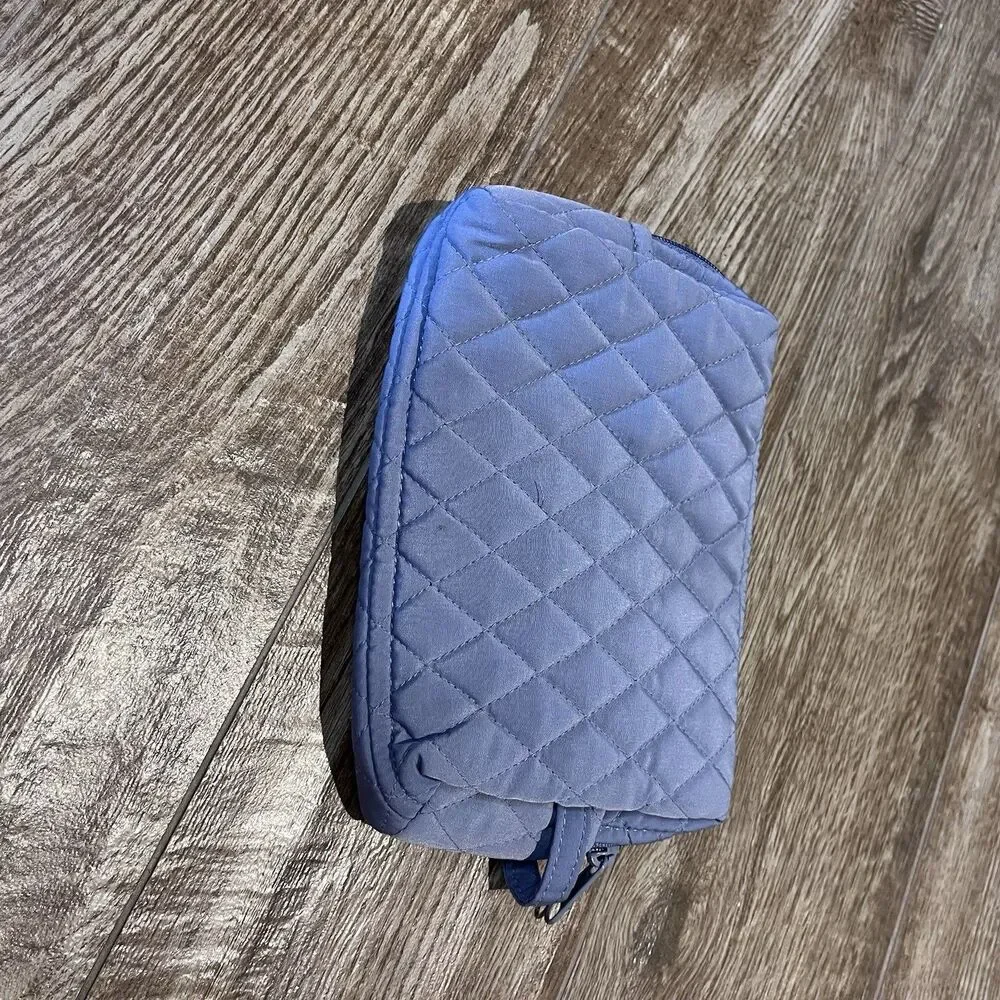 Vera Bradley Makeup Bag Gray Quilted Performance Twill Cosmetic Travel Case